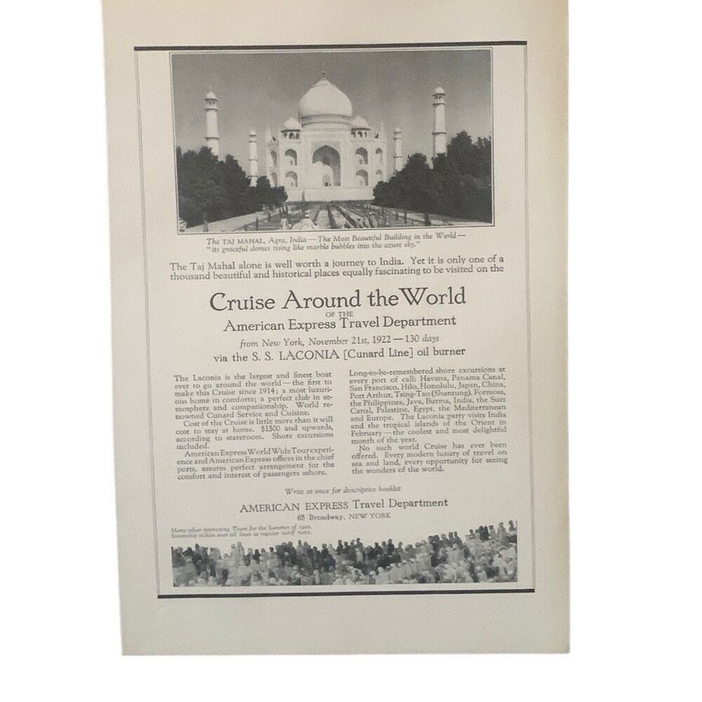 Vintage 1922 American Express Cruise the World Ad Advertisement